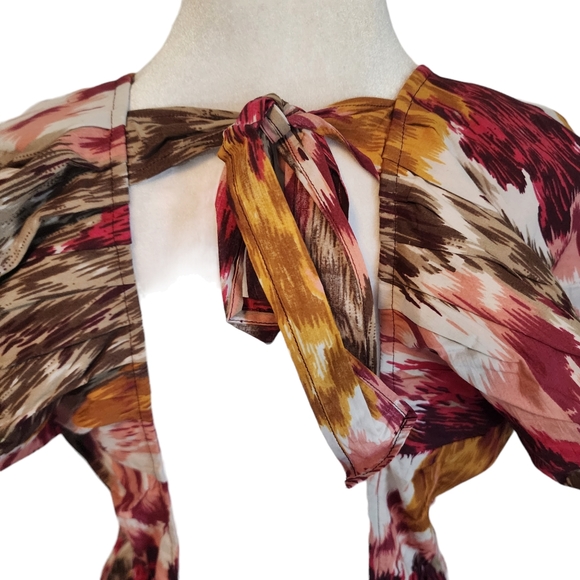 NEW Anthropologie | Love the Label Painterly Open-Back Savannah Burgundy Blouse - Picture 10 of 14